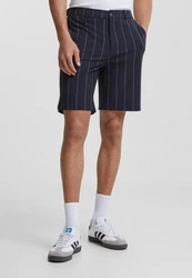 2Y Studios Sweatshorts Wide Pinstripe Shorts Dunkelblau/Schwarz