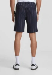 2Y Studios Sweatshorts Wide Pinstripe Shorts Dunkelblau/Schwarz