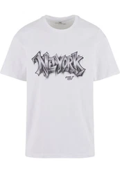 Upscale by Mister Tee T-Shirt NY Graffiti Oversize Tee Weiß/Grau/Silber/Dunkelblau/Rosa