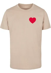 MisterTee T-Shirt Heart Round Neck Gold/Beige/Khaki/Braun