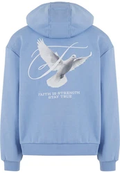 Upscale by Mister Tee Kapuzensweatshirt Faith Is Strength Fluffy Hoody Blau/Hellblau