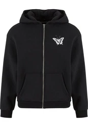 Upscale by Mister Tee Sweatjacke Lets Get Lost Fluffy Zip Hoody Schwarz/Beige