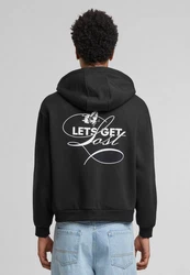 Upscale by Mister Tee Sweatjacke Lets Get Lost Fluffy Zip Hoody Schwarz/Beige