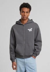 Upscale by Mister Tee Sweatjacke Lets Get Lost Fluffy Zip Hoody Dunkelgrau/Hellgrau/Grau