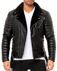 Reichstadt Bikerjacke Herren Kunstleder Jacke RS008 Schwarz/Silber (RS008)
