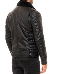 Reichstadt Bikerjacke Herren Kunstleder Jacke RS008 Schwarz/Silber (RS008)