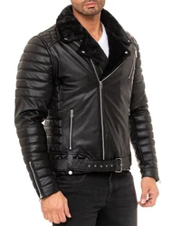 Reichstadt Bikerjacke Herren Kunstleder Jacke RS008 Schwarz/Silber (RS008)