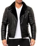 Reichstadt Bikerjacke Herren Kunstleder Jacke RS008 Schwarz/Silber (RS008)