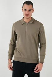 Buratti Sweatshirt Regular Fit Khaki/Dunkelgrün/Braun