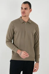 Buratti Sweatshirt Regular Fit Khaki/Dunkelgrün/Braun