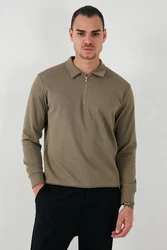 Buratti Sweatshirt Regular Fit Khaki/Dunkelgrün/Braun