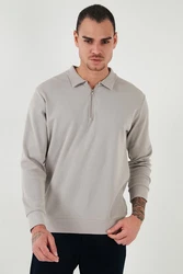 Buratti Sweatshirt Regular Fit Grau/Khaki/Beige/Hellgrau/Braun