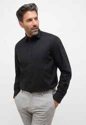 Eterna Langarmhemd Businesshemd Schwarz/Braun