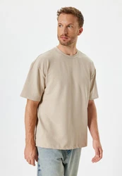 Koton T-Shirt Rundhalsausschnitt Kurzärmelig Khaki/Beige/Braun