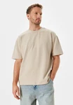 Koton T-Shirt Rundhalsausschnitt Kurzärmelig Khaki/Beige/Braun