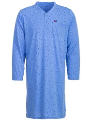 Henry Terre Nachthemd Langarm Hellblau/Blau/Lila