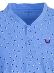 Henry Terre Nachthemd Langarm Hellblau/Blau/Lila