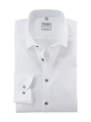 OLYMP Hemd Langarm Weiß/Creme/Dunkelblau