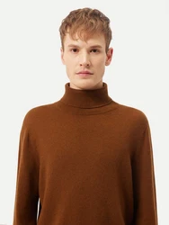 GOBI Cashmere Rollkragenpullover Basic Braun/Orange/Dunkelrot