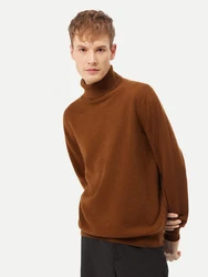 GOBI Cashmere Rollkragenpullover Basic Braun/Orange/Dunkelrot