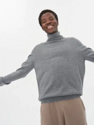 GOBI Cashmere Rollkragenpullover Basic Grau/Hellgrau/Dunkelgrau