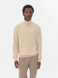 Rollkragenpullover Naturfarbe Basic Kaschmir Rollkragenpullover