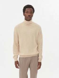 GOBI Cashmere Rollkragenpullover Basic Naturfarbe