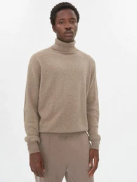 Rollkragenpullover Naturfarbe Basic Kaschmir Rollkragenpullover