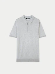 GOBI Polokragenpullover Polo-Shirt aus Kaschmir-Seide Grau/Hellgrau