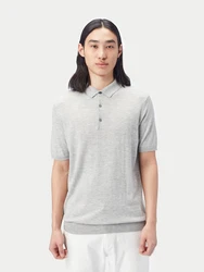 GOBI Polokragenpullover Polo-Shirt aus Kaschmir-Seide Grau/Hellgrau
