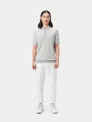 GOBI Polokragenpullover Polo-Shirt aus Kaschmir-Seide Grau/Hellgrau