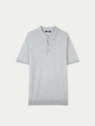 GOBI Polokragenpullover Polo-Shirt aus Kaschmir-Seide Grau/Hellgrau