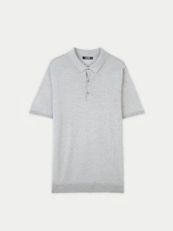 GOBI Polokragenpullover Polo-Shirt aus Kaschmir-Seide Grau/Hellgrau