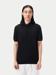 GOBI Polokragenpullover Polo-Shirt aus Kaschmir-Seide Dunkelblau/Schwarz