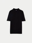 GOBI Polokragenpullover Polo-Shirt aus Kaschmir-Seide Dunkelblau/Schwarz