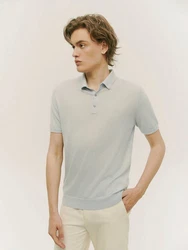 GOBI Polokragenpullover Polo-Shirt aus Kaschmir-Seide Grau/Khaki/Hellblau/Hellgrün