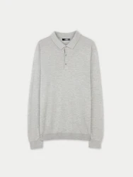 GOBI Polokragenpullover Herren Polohemd Grau/Hellgrau
