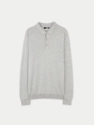 GOBI Polokragenpullover Herren Polohemd Grau/Hellgrau