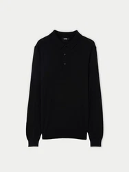GOBI Polokragenpullover Herren Polohemd Schwarz/Dunkelblau