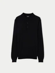 GOBI Polokragenpullover Herren Polohemd Schwarz/Dunkelblau