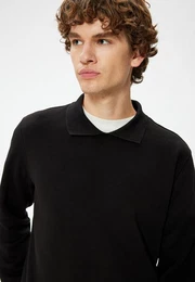 Sweatshirt Polokragen Mit Strickwarendetail