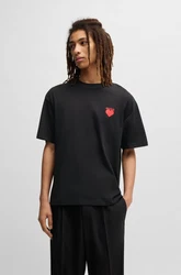 HUGO T-Shirt Dewdam Schwarz/Rosa/Rot/Grau