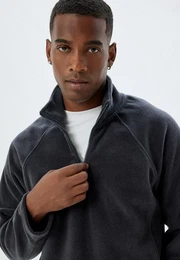 Sweatshirt Halbreiverschluss Mit Nahtdetail