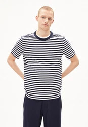 Armedangels T-Shirt MAARKOS POCKET STRIPES Dunkelblau/Weiß/Blau