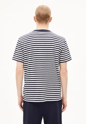 Armedangels T-Shirt MAARKOS POCKET STRIPES Dunkelblau/Weiß/Blau