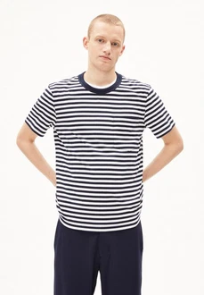 Armedangels T-Shirt MAARKOS POCKET STRIPES Dunkelblau/Weiß/Blau