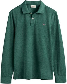 GANT Poloshirt REGULAR SHIELD LONGSLEEVE PIQUE RUGGER Dunkelgrün/Türkis/Grün