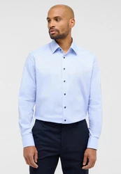 Eterna Langarmhemd MODERN FIT Hellblau/Dunkelblau/Blau