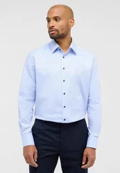 Eterna Langarmhemd MODERN FIT Hellblau/Dunkelblau/Blau