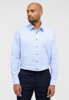 Eterna Langarmhemd MODERN FIT Hellblau/Dunkelblau/Blau